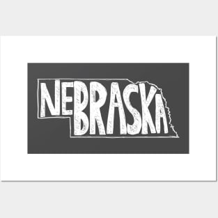 Nebraska (White Graphic) Posters and Art